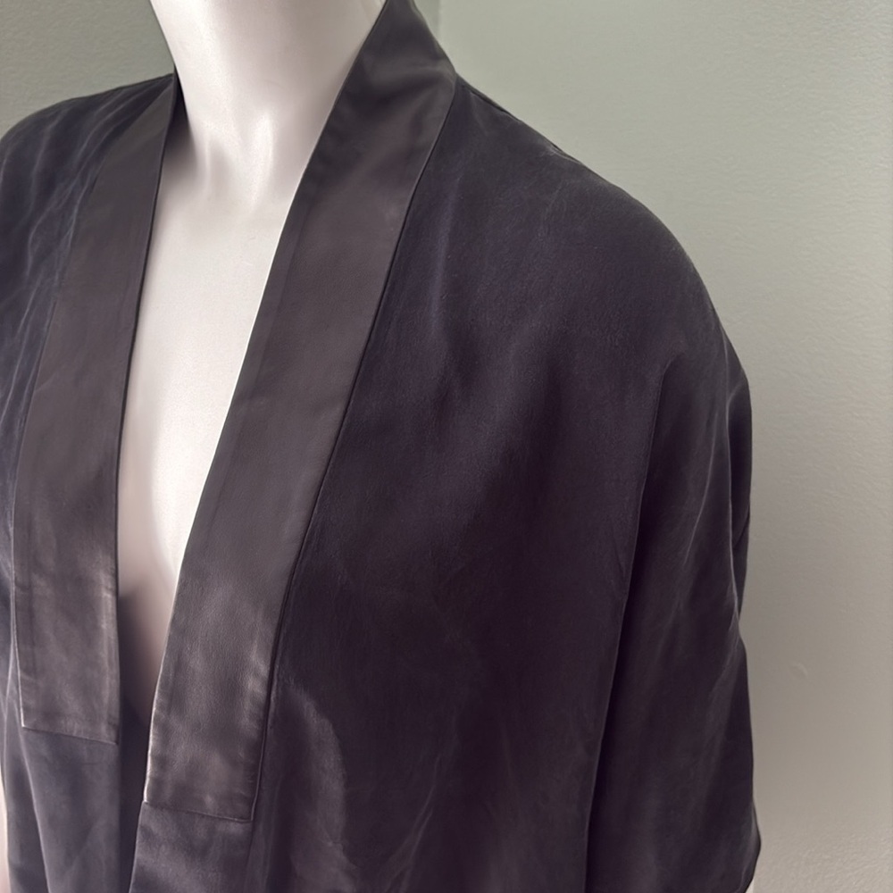 MICHELLE MASON  Silk Wrap Top Black Blouse Tie Waist size 2 - Picture 3 of 7